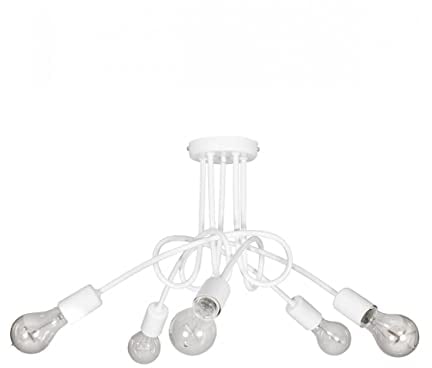 Light-Home Edison Deckenbeleuchtung Lampen Deckenlampen - Deckenlampe Industrial für Wohnzimmer Schlafzimmer und Esszimmer aus Metall - Pendelleuchte 5-Flammig - Weiß