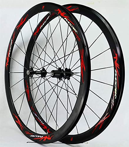 Wheelset 700C Rennrad Fahrradrad Set, Doppelwandlegierung Rand Schnellfreisetzung 7-12 Geschwindigkeit LEBENSLAUF Bremsrandhöhe 40 mm Fahrrad beim Vorderrad des Fahrrads road Wheel ( Color : Red 1 )