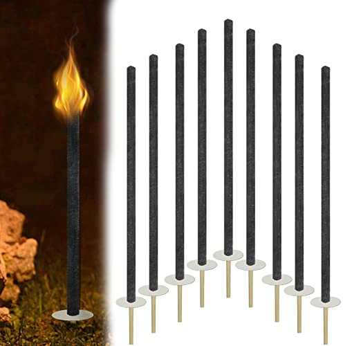 YRHome 100 stück Wachsfackeln Fackeln 100 min Brennzeit Wachs-Fackeln für Wanderung mit langem Griff Handschutz Outdoor Fackeln Gartenfackeln für Nachtwanderung Garten Party