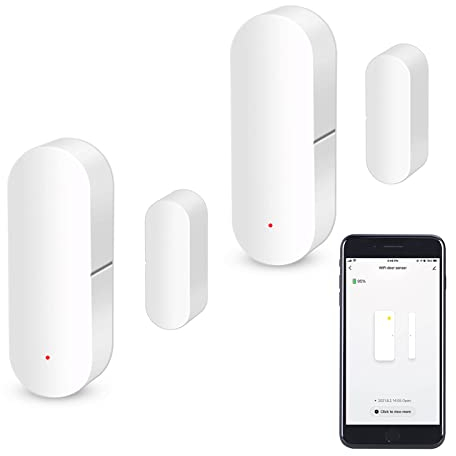 WiFi Türsensor, Intelligenter Fensterkontaktsensor, Drahtloser Fenstertürsensor Alarm, kompatibel mit Alexa und Google Assistant, kein Hub erforderlich, 2 Pack