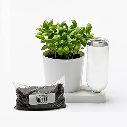 greevi Kräuterheld & 1l Pflanzgranulat | Selbstbewässernder Pflanztopf für Küchenkräuter | Made in Germany | Kunststoff (Standard, weiß)