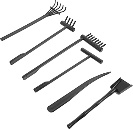 YARNOW 6Pcs Sandrechen Japanisches Zubehör Miniatur-Kits Japanische Gartengeräte Mini-Zen-Garten Zen-Gartendekoration Rechen Für Zen-Garten Kunststoff Schwarzer Sandglätter Sandrechen