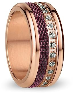 BERING Austauschbar Ringkombination für Damen in Rosé Gold & Lila mit einzigartigem Twist- & Change System, Douro