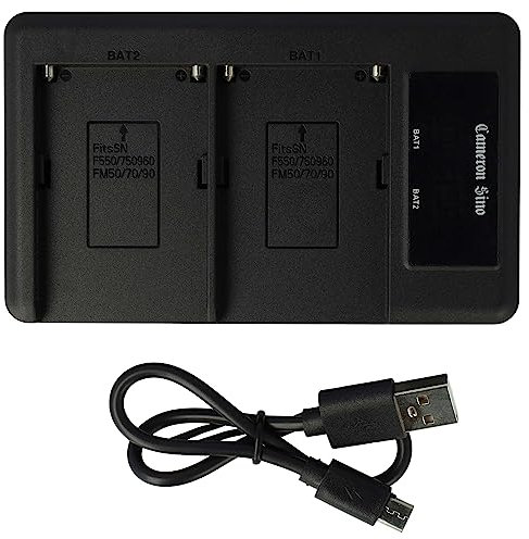 vhbw Dual Charger compatible with Panasonic SDR-H20, SDR-H18, SDR-H200, SDR-H20EB-S Camera Battery Camcorder - Cradle + Micro USB Cable