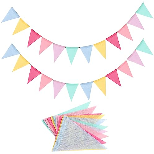 Wimpelkette Outdoor 2 Stücke,RUNEAY 24 Flaggen Wimpelkette Bunt Wetterfest Girlande Geburtstag Deko für Matschküche Geburtstag Kinderzimmer Einschulung Party Hochzeit(Insgesamt 8 M)