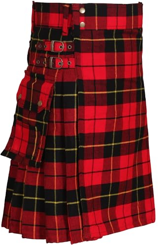Wallace Herren-Kilt mit Taschen, Schottenkaro, modern, für Herren, Wallace Tartan, 56