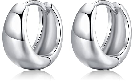 Chunky Creolen Ohrringe für Damen, Klein Hypoallergene Ohrringe Creolen Silber 925 Schmuck für Frauen Mädchen Männer 8mm