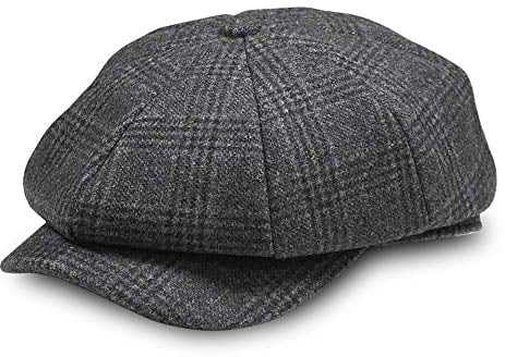 Schirmmütze Herren Gatsby Flatcap, Ballonmütze Tellermütze Newsboy Hut Baker Boy Mütze 8-Panel Schiebermützen Shelby Schirmmützen Grau Sommer/Winter Einstellbare Größe
