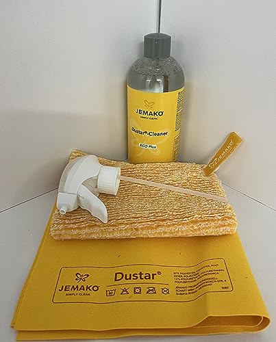 Jemako Dustar Cleaner 500 ml+Schaumpumpe + Dustar Tuch + DuoTuch gelb groß
