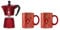 Bialetti Deco Glamour Espressokocher Moka Express 6 Tassen rot + 2 Becher