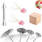 8 Stück Icing Blumennagel Set, 4 Größe Kuchen Dekoration Icing Blumennagel und Cup Cake Dekoration,2 Blumenheber,1 Dekorationsstifte Kuchen,1 Icing Blumennage Holzhalter für Kuchen,Cake Dekoration
