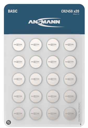 ANSMANN Basic 20x CR2450 batterie al litio a bottone 3V / Batterie di alta qualità/Ideali per bilance da cucina, chiavi dell'auto, dispositivi di misurazione, telecomandi, ecc.