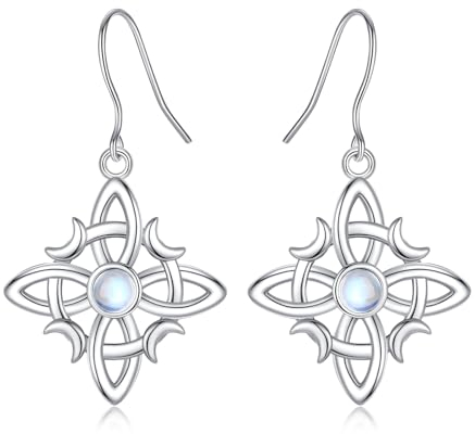 INFUSEU Wicca Geschenke für Frauen, 925 Sterling Silber Irischer Tropfen Keltischer Knoten Schmuck Schöne Ohrringe Geschenke für Mädchen
