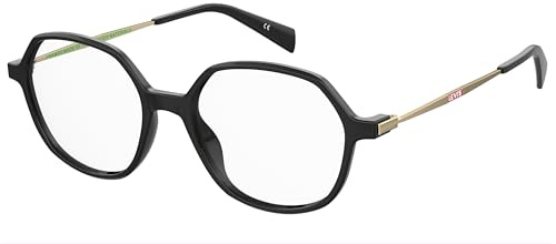 LEVI'S Brille mit Sehstärke für Damen optional mit Sonnenbrillentönung oder Blaulichtfilter, Geometrisch, gefertigt aus Nylon, Modell: 108085 (inklusive Brillenetui)