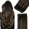 GOO GOO Tressen Echthaar Remy Weft Extensions Echthaar ressen Extensions Echthaar Sew in Hair Extensions #1B/6/1B Balayage Natürliches Schwarz bis Chestnut Braun 20inch 100g