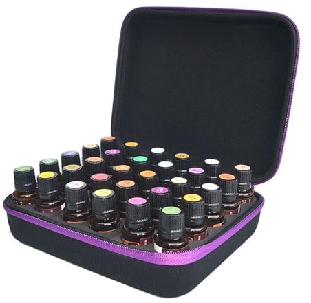 Oaygat 30 Bottles Essential Oil Carrying Case Travel EVA Storage Holder Essential Oil Storage Box Foam Insert Organizer Tote Waterproof Hard Shell Bag for 15ml Nail Polish Varnish Storage Bag