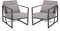 Mingone 2er Set Sessel Gepolsterter Cocktailsessel Polstersessel Stuhl Relaxsessel aus Leinen Loungesessel mit Handläufen Eisengestell für Wohnzimmer, Hellgrau