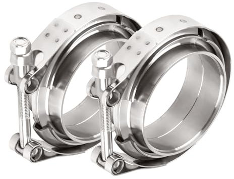 DOCAS 2pcs Ø 76.2mm(3.0) V-Band Klemme + Flansche komplett Edelstahl Extra Turbo Schlauch,Edelstahl V Band Schelle Set Turbo Abgasanlage Schnellverschluß