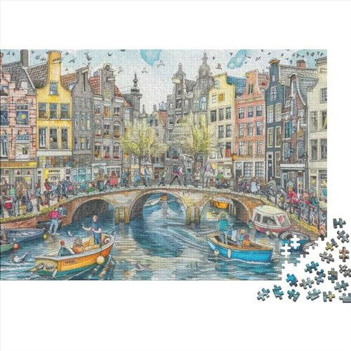 Riverside 1000 Pieces Wooden Jigsaw Puzzles Educational Game Buildings Challenging Jigsaw Puzzles For Adults And Kids 14 Years Up Full Color Great Gifts 1000pcs (75x50cm)