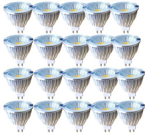 ZRJIA Lot de 20 GU5.3 MR16 6W LED Ampoule AC85-265V Blanc Chaud 3000K 60W équivalent Lampe Halogène G5.3, sans scintillement, 600LM MR16 Projecteur Non-dimmable angle 120 °
