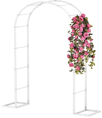Junvstor Gartenlaube mit Eisenrahmen, Rosenbogen und Laube – großes Pergola-Spalier aus Metall, Kletterpflanzen, Stützbögen für drinnen und draußen, Blumen, Hochzeitsballon-Torbogen(280x220x40CM/9