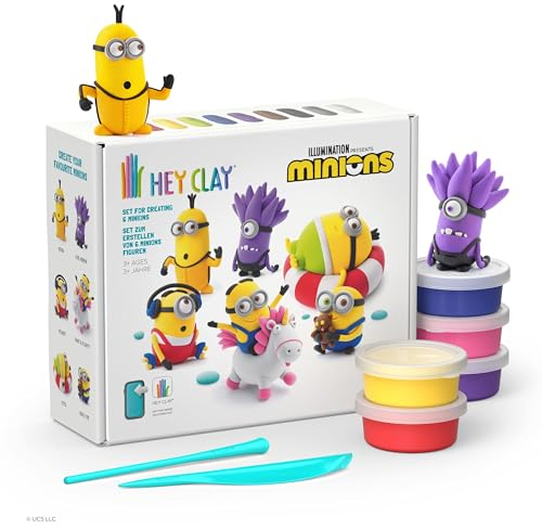 HEY CLAY Minions Set 15 Dosen lufttrocknender Knete mit Modellierwerkzeugen und lustigen interaktiven Anleitungen