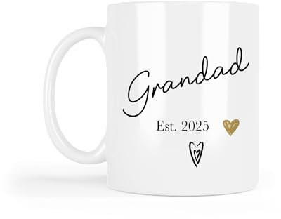 UNIQUEPGIFTS Grandad Mug 2025, Grandma and Grandad Mugs, New Grandparents, Birthday, Christmas, 11 Oz White Mug