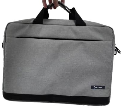Cleyver Sacoche pour ordinateur portable 15,6 pouces, Gris, Tissu imperméable, 42 x 32 x 5 cm, Double fermeture à glissière, Poignée et bandoulière