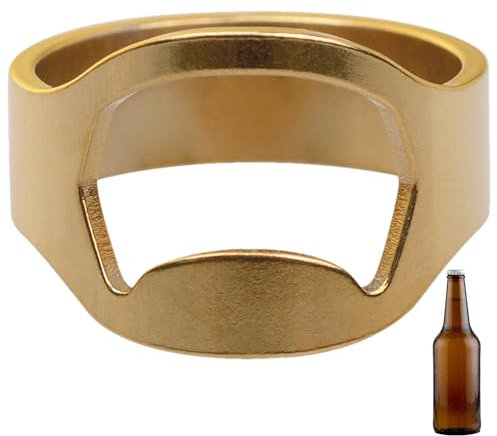 Ruhnjyg Stainless Steel Bottle Opener Ring - Finger Ring Bottle Opener | Ring Can Opener Fashion Jewelry, Small Beer Opener Ring, Beer Bar Tool for Home, Travel, Camping