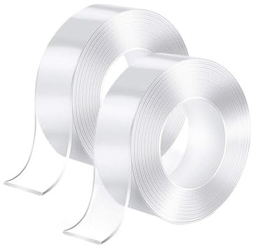 10M Doppelseitiges Klebeband Extra Stark, 2x5m Rollen Nano Tape Spurloses, Transparentes Waschbares, Wiederverwendbares, Rutschfestes Double Sided Tape zum Aufhängen von Postern, Teppichen, Fotos