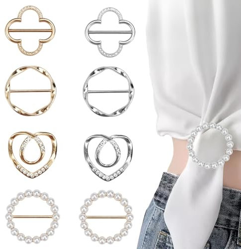 AABDTYYD Lot de 8 Clips pour Anneau D'écharpe,Clips pour Boucle D'anneau D'écharpe,Pinces à Cravate pour T-Shirts Circulaires,Clip Circulaire en Métal Tendance pour Vêtements pour Femmes