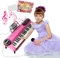 Piano Rose à 37 Touches pour Enfants 2 3 4 5, Clavier Électronique avec Microphone, Instrument de Musique Éducatif Portable pour Les Filles, Cadeaux d'anniversaire de Noël