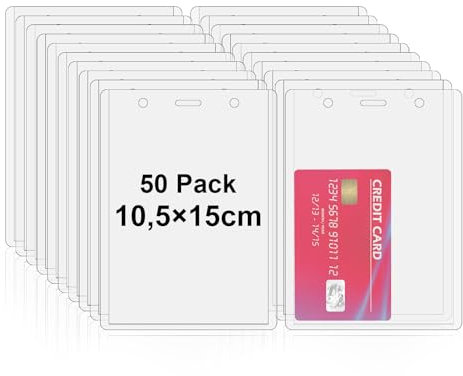 Fushing A6 Ausweishülle, ID Card Namensschild Ausweishalter Displayschutzfolie Locher für Business Schule Event 150x105mm (50)