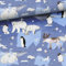 Keine Meterware, Stoffe zum Nähen, Stoff für Kinder, 95% Baumwolle: 0,5m French Terry Sweat Stoff mit Tiere - Elch Marder Pinguin Eisbär Schneehase Wal - blau grau weiß schwarz - Winter Polarspaß