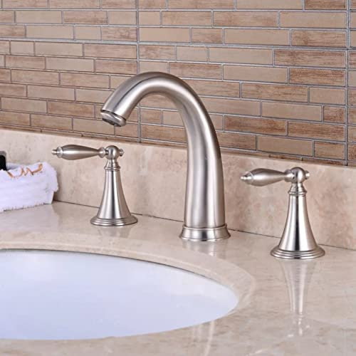 Waschbeckenarmatur Gebürstetes Nickel 3-Teiliges Set Badewannenarmatur Deck Montiert Badezimmer Waschbecken Waschbecken Armatur