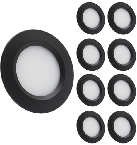 Sepzlly 12V Campervan Eingebaute Led Montage Deckenleuchten Dimmbar 3W 3000K Warme Weiße Spot Lichter Für T4 T5 Wohnwagen Boot Yacht Wohnmobil Kabine Unter Schrank Küche Schwarz Cri 92+ 8Stück