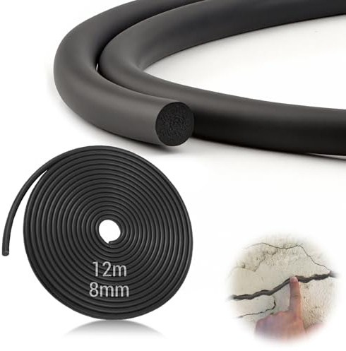 TXXATX Fugenfüllprofil Ø 8 mm Fugen Dichtschnur 12 m Dichtschnur für Fugen EPDM Fugenschnur Schwarz Dichtung Schaum Rundschnur Fugenband Moosgummi Dichtung für Wänden Fenstern Türen und Decken