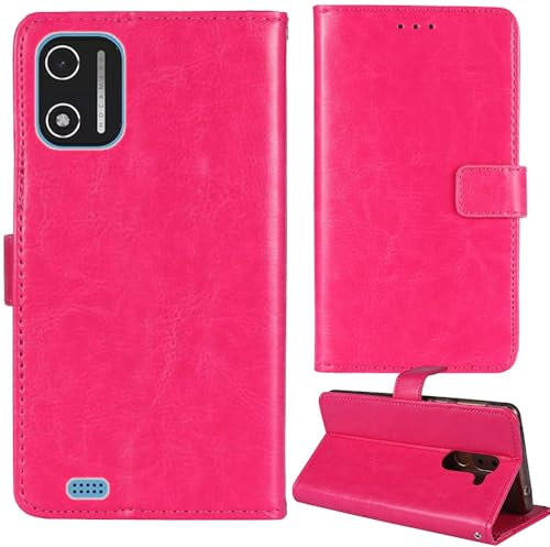 Tnviud Stand Retro Flip Leather Case Protector Bumper For XGODY X32 2025 5.5 Protection Phone Cover Skin Folio Wallet Magnetic (Rose)
