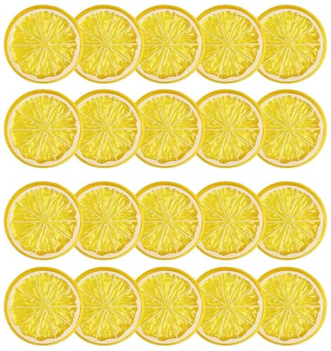 CharmBurst 20 pièces de tranches de Citron Miniatures, Citrons en Plastique décoratifs, tranches de Citron artificielles pour décoration de fête et Remplissage de Panier