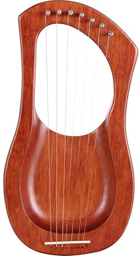 Avora Lyra-Harfe aus Mahagoni – 7 pentatonisch gestimmte Leier Harfe mit Stahlsaiten, Tragetasche & Stimmschlüssel – Saiteninstrument mit spiritueller Tiefe für Musiktherapie & Klangreisen