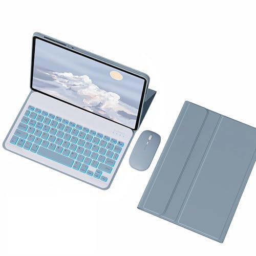 FAYGAOAI Keyboard Case for Lenovo Tab P12 12.7 2023 TB370FU/TB371FC, 7 Color Backlit, Magnetic Detachable Wireless Keyboard,Blue