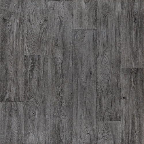 Vinyl Flooring Modern Wood Oak Plank Effect Foam Backed Vinyl Flooring Roll | Non-Slip Easy Clean Waterproof Lino Vinyl Floor | Living Dining Room, Lounge, Hallway Flooring (Dark Grey, 3m x 8m)
