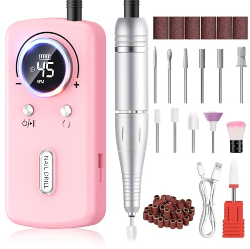 PKBD Ponceuse pour Ongles Professionnel 45000 tr/min avec 11 Embouts