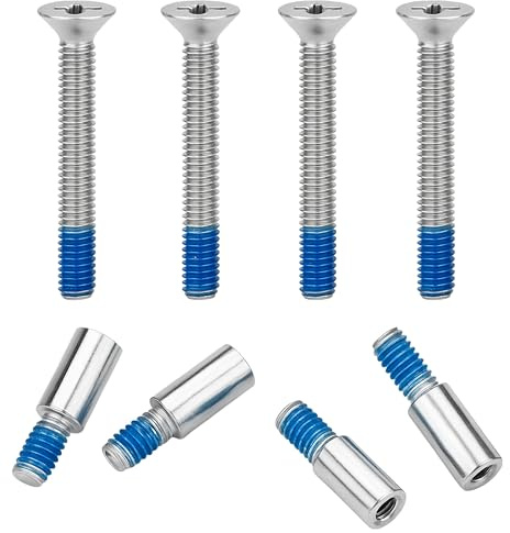 Schraubenverlängerung & Adapter Set M4 auf M5 – 4er Pack mit Schrauben M4x35 für Türdrücker/Drückergarnituren – 12 mm Verlängerung – inkl. Schraubensicherungslack
