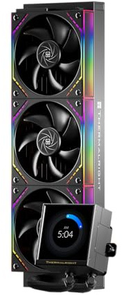 TR Peerless Vision 360 ARGB Black CPU Aio Cooler,PC 360 Specification Water Cooler System,3.95’’IPS LCD Screen with 480x480 Resolution,for AM4/AM5;Intel 1700/1851,3 Wireless Splicing Fans