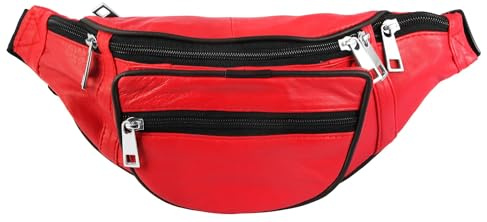 Steinmeister Unisex Tasche - Unisextasche aus Leder in Rot mit Reißverschluss