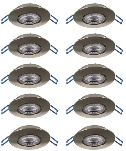 EGLO LED 8er-Set Einbaustrahler Zujar, Deckenstrahler schwenkbar | Einbauspots aus Kunststoff in Silber, Deckenspots warmweiß, Ø 9 cm