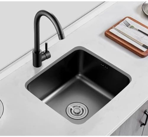 Schwarze Küchenspüle – Einzelbecken Edelstahl Bar Theke Spüle mit Zubehör – Drop-in/Topmount Workstation für Küche & Balkon