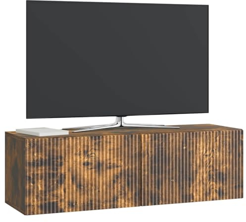 vidaXL Wandmontierter TV-Schrank Geräucherte Eiche 98 x 31 x 30 cm, Wohnzimmer, Moderne Entertainment-Wand, rechteckige TV-Konsole, stylischer Stauraum, hängender Schrank