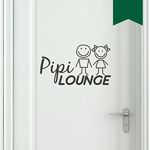 WANDKINGS WC Tür Aufkleber PIPI Lounge mit Frau & Mann im Smiley-Style 100 x 56 cm dunkelgrün - erhältlich in 33 Farben